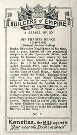 1937 Kensitas Builders of Empire #5 Sir Francis Drake Back