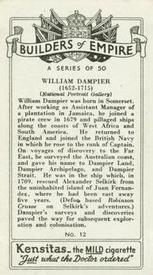 1937 Kensitas Builders of Empire #12 William Dampier Back