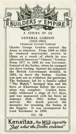 1937 Kensitas Builders of Empire #16 General Gordon Back