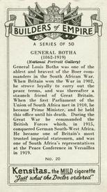 1937 Kensitas Builders of Empire #20 General Botha Back