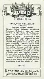 1937 Kensitas Builders of Empire #30 Marquess Wellesley Back