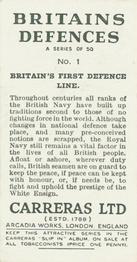 1938 Carreras Britain's Defences #1 Britain's First Defence Line Back