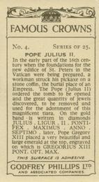 1938 Godfrey Phillips Famous Crowns #4 Pope Julius II Back