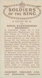 1939 Godfrey Phillips Soldiers of the King #10 Royal Warwickshire Regiment Back
