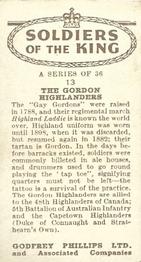 1939 Godfrey Phillips Soldiers of the King #13 The Gordon Highlanders Back