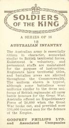 1939 Godfrey Phillips Soldiers of the King #18 Australian Infantry Back