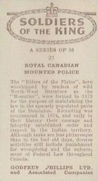 1939 Godfrey Phillips Soldiers of the King #21 Royal Canadian Mounted Police Back