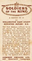 1939 Godfrey Phillips Soldiers of the King #22 Wellington East Coast Mounted Rifles (NZ) Back