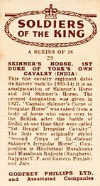 1939 Godfrey Phillips Soldiers of the King #25 Skinner's Horse, 1st Duke of York's Own Cavalry (India) Back