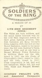 1939 Godfrey Phillips Soldiers of the King #27 11th Sikh Regiment (India) Back