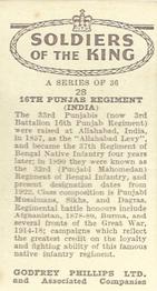 1939 Godfrey Phillips Soldiers of the King #28 16th Punjab Regiment (India) Back