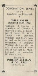 1953 Phillip Allman Coronation Series #9 William III Back