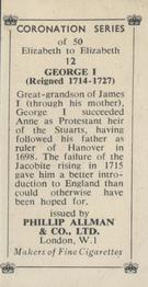 1953 Phillip Allman Coronation Series #12 George I Back