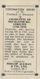 1953 Phillip Allman Coronation Series #16 Charlotte of Mecklenburg-Strelitz Back