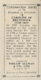 1953 Phillip Allman Coronation Series #18 Caroline of Brunswick Back