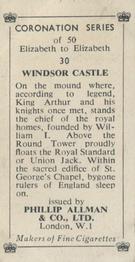 1953 Phillip Allman Coronation Series #30 Windsor Castle Back