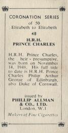 1953 Phillip Allman Coronation Series #48 HRH Prince Charles Back