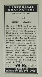 1957 Kane Historical Characters #23 Joseph Stalin Back