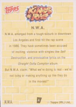 1991 Topps Kings of Rap #4 N.W.A. Back