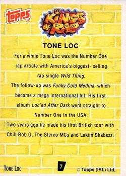 1991 Topps Kings of Rap #7 Tone Loc Back