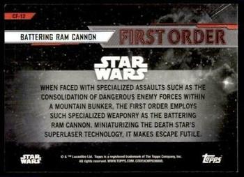 2020 Topps Chrome Star Wars Perspectives Resistance vs. the First Order - Choose Your Allegiance: First Order #CF-12 Battering Ram Cannon Back