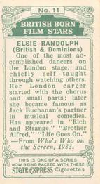 1934 Ardath Tobacco Company - British Born Film Stars #11 Elsie Randolph Back