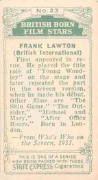 1934 Ardath Tobacco Company - British Born Film Stars #23 Frank Lawton Back
