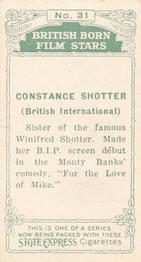 1934 Ardath Tobacco Company - British Born Film Stars #31 Constance Shotter Back