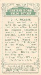 1934 Ardath Tobacco Company - British Born Film Stars #40 O.P. Heggie Back