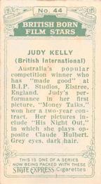 1934 Ardath Tobacco Company - British Born Film Stars #44 Judy Kelly Back
