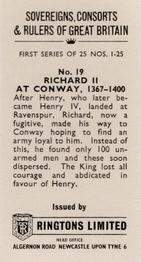 1961 Ringtons Limited Sovereigns, Consorts, & Rulers of Great Britain #19 Richard II at Conway Back