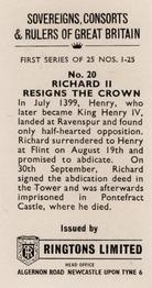 1961 Ringtons Limited Sovereigns, Consorts, & Rulers of Great Britain #20 Richard II Resigns the Crown Back