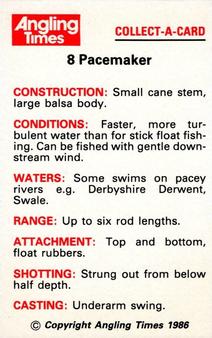 1986 Angling Times Collect-a-Card (Floats) #8 Pacemaker Back