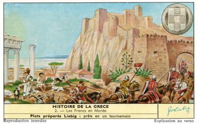 1960 Liebig Histoire de la Grece (History of Ancient Greece) (French Text) (F1730, S1744) #2 Les Francs en Moree Front