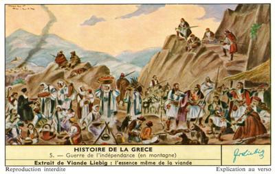 1960 Liebig Histoire de la Grece (History of Ancient Greece) (French Text) (F1730, S1744) #5 Guerre de L'independence (en montagne) Front