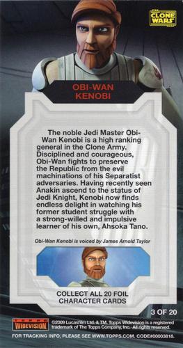 2009 Topps Widevision Star Wars: The Clone Wars - Foil Character #3 Obi-Wan Kenobi Back