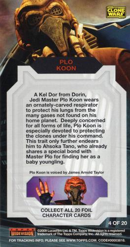 2009 Topps Widevision Star Wars: The Clone Wars - Foil Character #4 Plo Koon Back