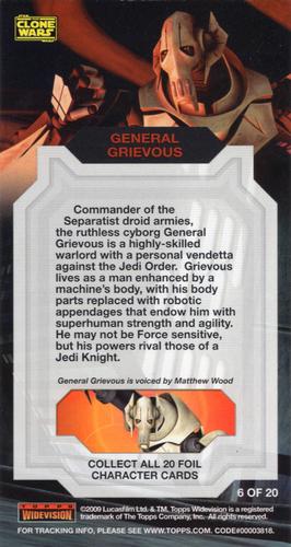 2009 Topps Widevision Star Wars: The Clone Wars - Foil Character #6 General Grievous Back