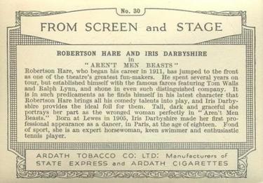 1936 Ardath From Screen and Stage #30 Robertson Hare and Iris Darbyshire in 