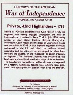 1993 Victoria Gallery Uniforms of the American War of Independence #3 Private, 42nd Highlanders Back