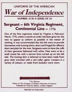 1993 Victoria Gallery Uniforms of the American War of Independence #10 Sergeant - 6th Virginia Regiment, Continental Line Back