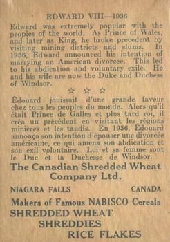 1953 Canadian Shredded Wheat Kings/Queens of England (FC26-1) #28 Edward VIII Back