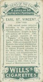 1898 Wills's Builders of the Empire #14 Earl St. Vincent Back
