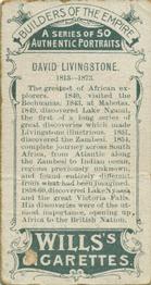 1898 Wills's Builders of the Empire #25 David Livingstone Back