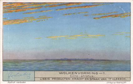 1933 Liebig Wolkenvorming (Cloud Formations) (Dutch Text) (French Text) (F1275, S1281) #1 Cirro - stratus Wolken Front