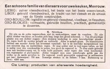 1933 Liebig Wolkenvorming (Cloud Formations) (Dutch Text) (French Text) (F1275, S1281) #5 Nimbus Back