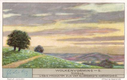 1933 Liebig Wolkenvorming (Cloud Formations) (Dutch Text) (French Text) (F1275, S1281) #5 Nimbus Front