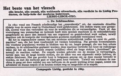 1934 Liebig De Stekjesfabricatie (Match Making) (Dutch Text) (F1293, S1293) #1 De Schilmachine Back