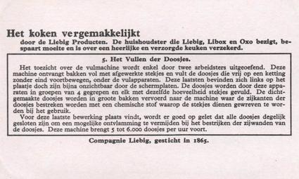 1934 Liebig De Stekjesfabricatie (Match Making) (Dutch Text) (F1293, S1293) #5 Het Vullen der Doosjes Back