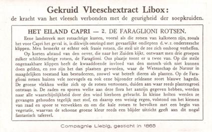 1934 Liebig Capri (Dutch Text) (F1283, S1287) #2 De Faraglioni Rotsen Back
